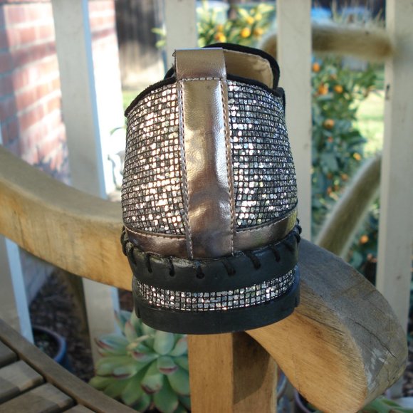 JOLIMALL Silver Glitter Slip On Sneakers Sz 10 - Picture 4 of 8